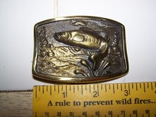 Vintage 1978 BASS Fishing Fish Heritage Mint LTD Brass Belt Buckle