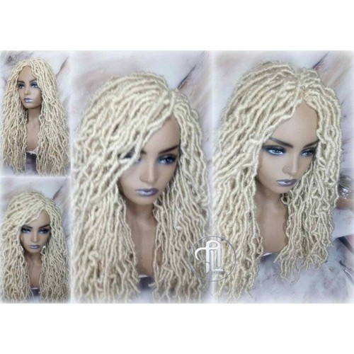 Nu Locs Distressed Soft Locs Platinum Blonde Braided Wig Gypsy Bohemian Dread - Picture 9 of 10