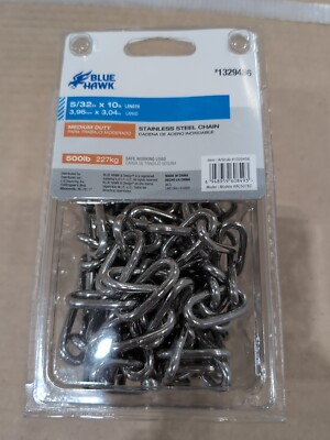 #ad Blue Hawk 5 32 in X 10 ft Welded Stainless Steel Straight Chain 500lb Polished $21.00