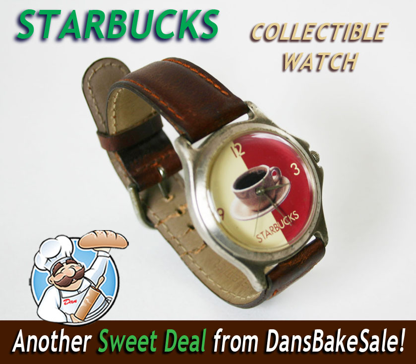 Montre Starbucks Vintage – Bracelet Cuir, Cadran Brillant, état Excellent, Rétro Années 90