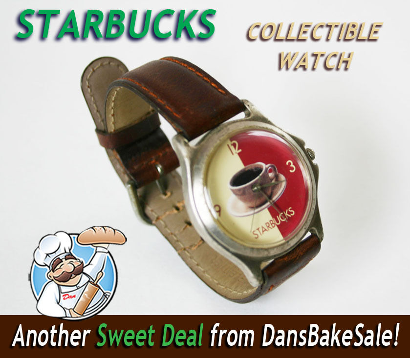 Vintage Starbucks Coffee Watch with Leather Band in Excellent Working Condition