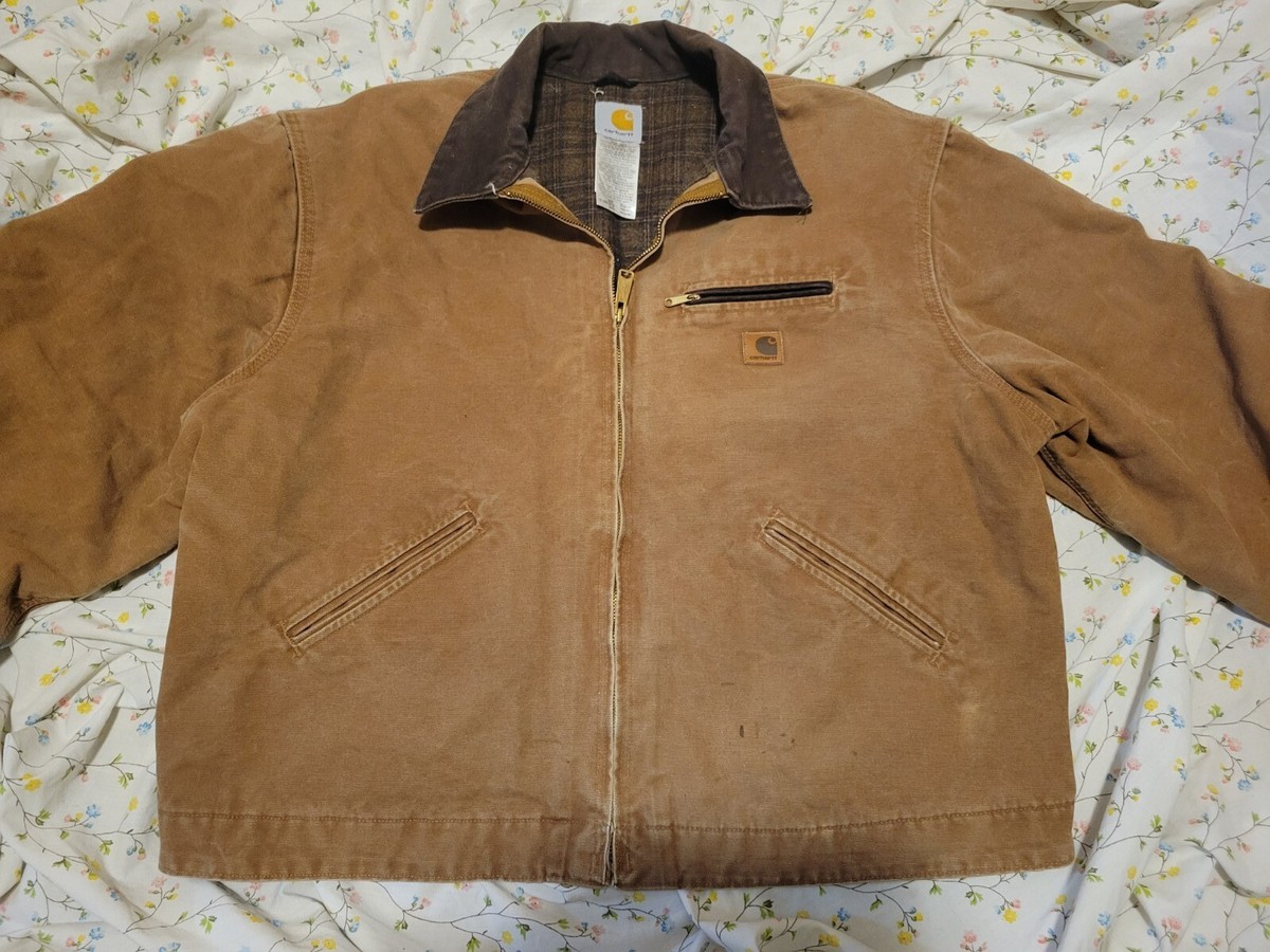 Carhartt Jacket Mens 2XL Brown Detroit Blanket Lined Duck Canvas