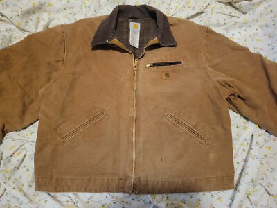 Carhartt Jacket Mens 2XL Brown Detroit Blanket Lined Duck Canvas