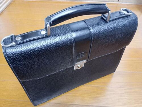 BURBERRY Business bag briefcase handbag check pattern leather black #2 - Picture 1 of 12