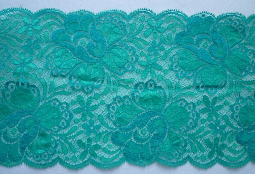 Stunning 17.5 cm turquoise elastic lace trim for versatile styling