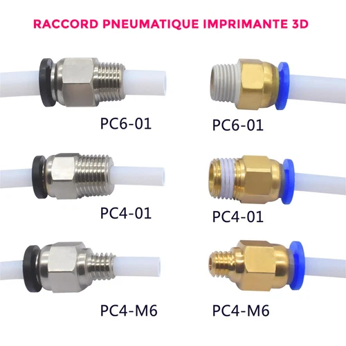 Raccord Pneumatique PC4-M6 / PC4-01/ PC6-01 extrudeuse tube bowden imprimante 3d