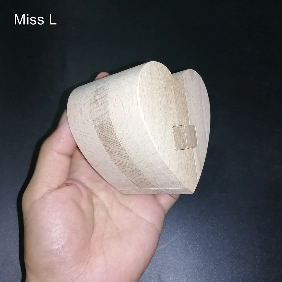 Wedding Ring Secret Box Wooden Heart Gift Box 3D Puzzle Game Toy Brain Teaser - Image 3 of 4