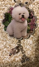 Handmade Recycled Christmas Ornament Hanger Canine Dog Breeds - BICHON FRISE