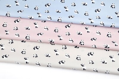 Day of Panda patterned Fabric made in Korea by the Half Yard