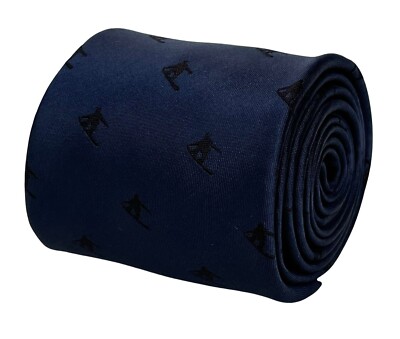 Cravate Designer Frederick Thomas - Bleu Marine Avec Motif Piano Et Clés De Sol, Fait Main UK