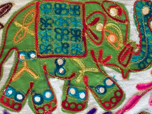 VTG Handmade Embroidery Tribal Ethnic Wall Hanging Bohemian Tapestry LARGE 74" - Picture 4 of 8