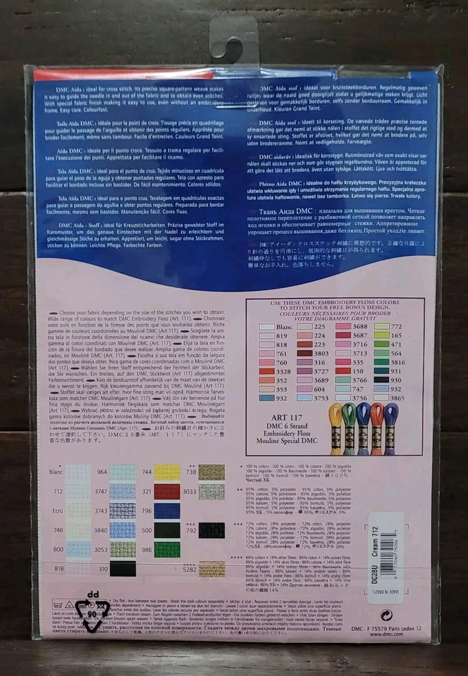 Tela de costura DMC tela blanca Aida 14 ct. - 20 x 30" diseño libre incluido Foto 2 de 2