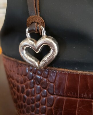Vintage Brighton Monica Backpack Croc Embossed Leather Rare  display picture 3