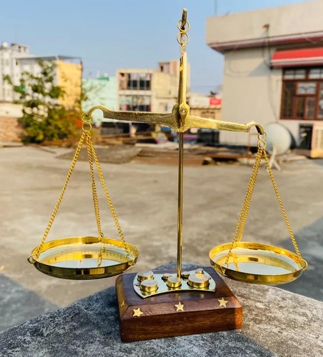 Wiegen Apothekerwaage Balance Waage mit 7 Gewichten Messing Antik - Bild 2 von 7