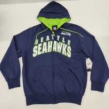 NFL Seattle SEAHAWKS Full-Zip Fleece Hoodie Sweatshirt Jacket Men's Sz L NWT