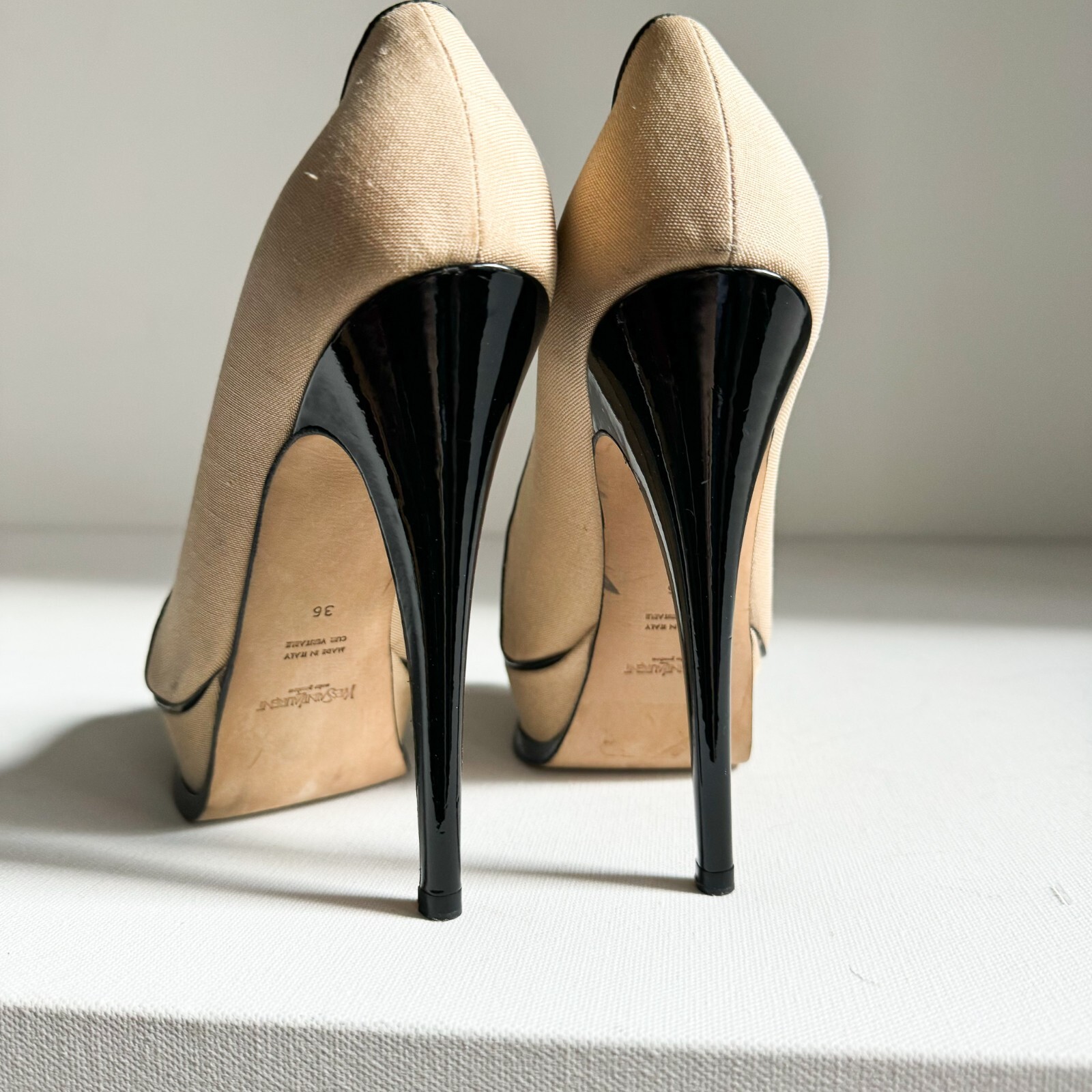 YVES SAINT LAURENT TRIBUTE Stampa leopardata SETA SHANTUNG SU PELLE Tacchi 36