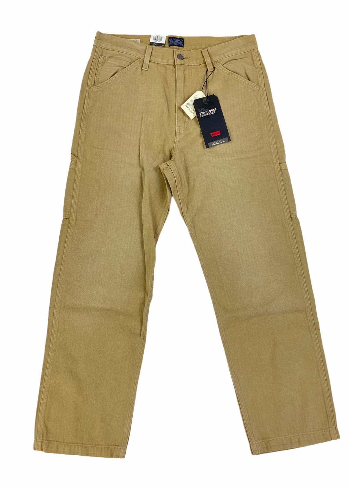 НОВЫЕ мужские брюки Levis Strauss Stay Loose Carpenter прямого кроя коричневого цвета, размер 33x32