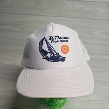 St Thomas Virgin Islands White Hat Baseball Cap Adjustable Strap Back