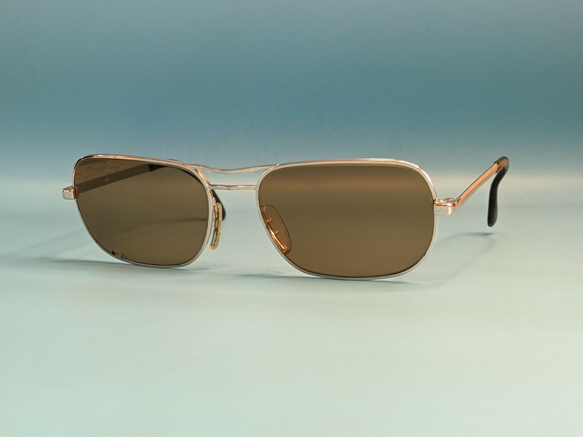 VINTAGE 60S MARWITZ WHITE GOLD FILLED RECTANGULAR SUNGLASSES