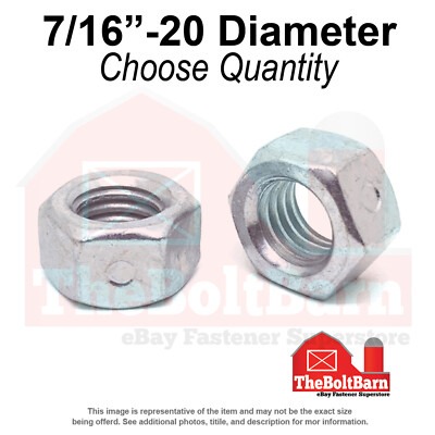 7/16''-20 Grade 2 Two Way Reversible Hex Lock Nut Zinc Coarse Thread (Pick Qty)