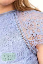 Plus Size Raglan Lace Cap Sleeve Lilac Midi Occasion Dress Graduation Wedding