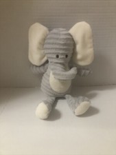 Chick Pea 10  Gray And White Ribbed Elephant Plush Pre Owned