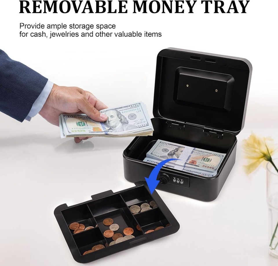 Fireproof Security Box Safe Chest Key Lock Cash Money Document Jewelry