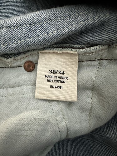 Ralph Lauren Varick Slim Straight Jeans 38x34 Blue Denim Distressed New $98 - Picture 12 of 14