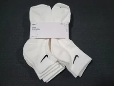 Nike Mens Everyday Ankle Cut -Cotton White  Socks Pairs 6 Prs DRI-FIT SZ 8-12