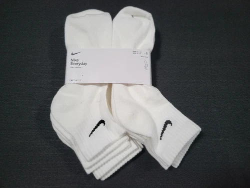 Nike Mens Everyday Ankle Cut -Cotton White  Socks Pairs 6 Prs DRI-FIT SZ 8-12