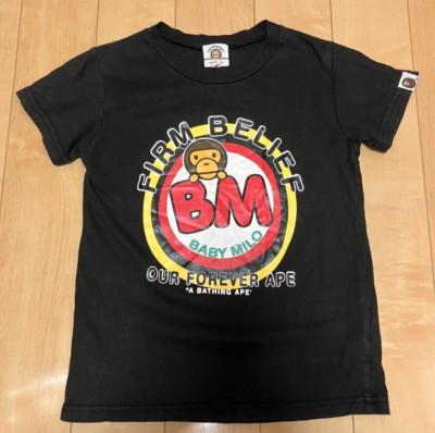 A Bathing Ape Bape Kids Baby Milo Short Sleeve T-Shirt 130 approx. 7T Black