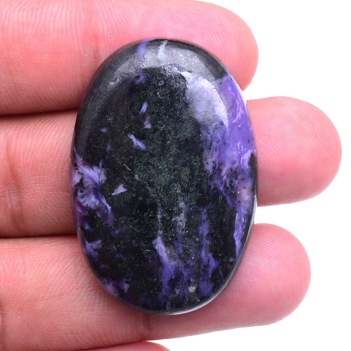 109 Cts Natural Charoite 42mmx28mm Untreated Pendant Size Huge 