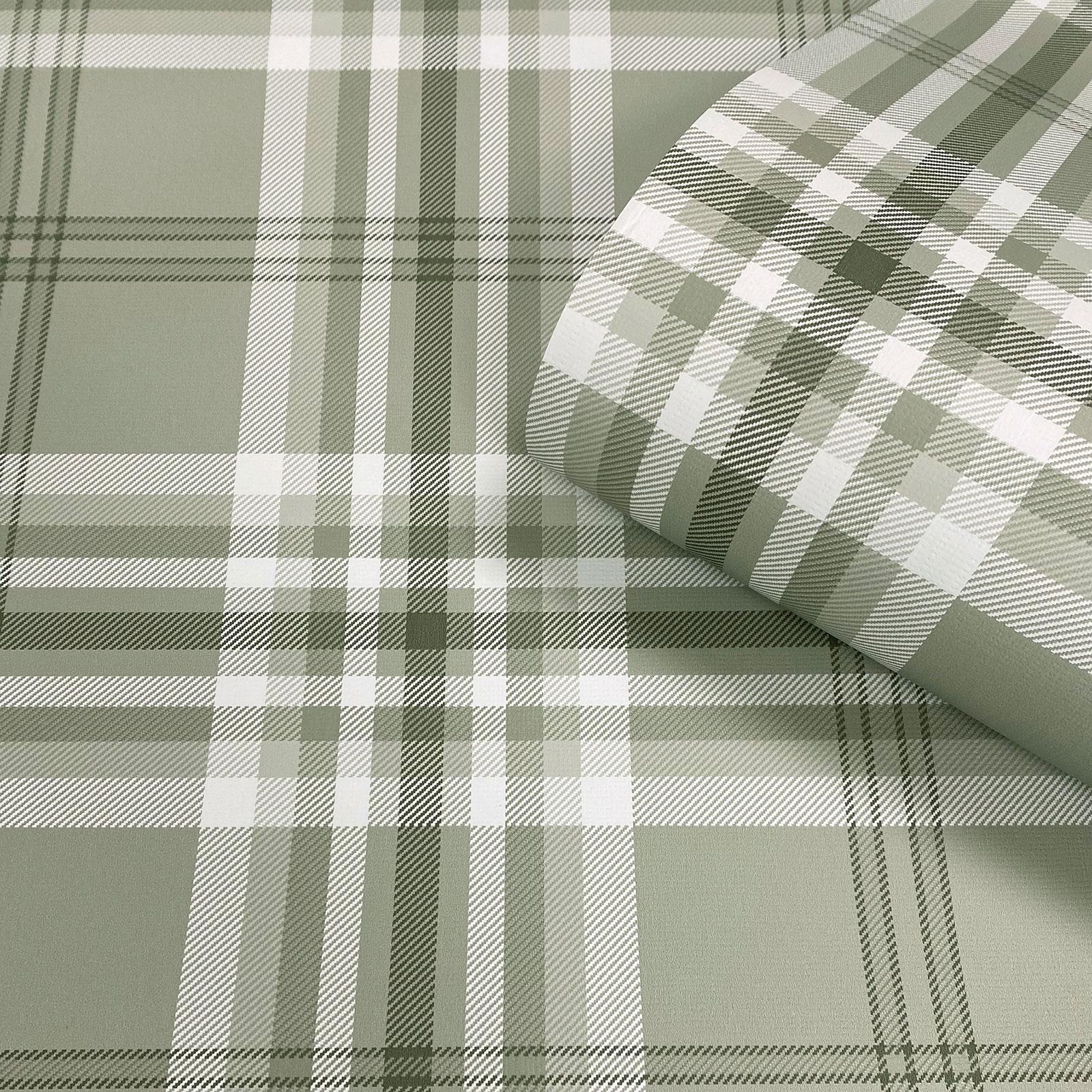 Classico Tartan Quadri Parati Kelso Muriva Tessuto Effetto Trama 165526 Salvia