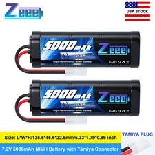 2x Zeee 7.2V 5000mAh NiMH Battery Tamiya Plug for HPI Losi Kyosho Tamiya Hobby