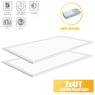 2Pack 2x4 LED Flat Panel Light 6000LM 5000K Dimmable Drop Ceiling Recessed Light