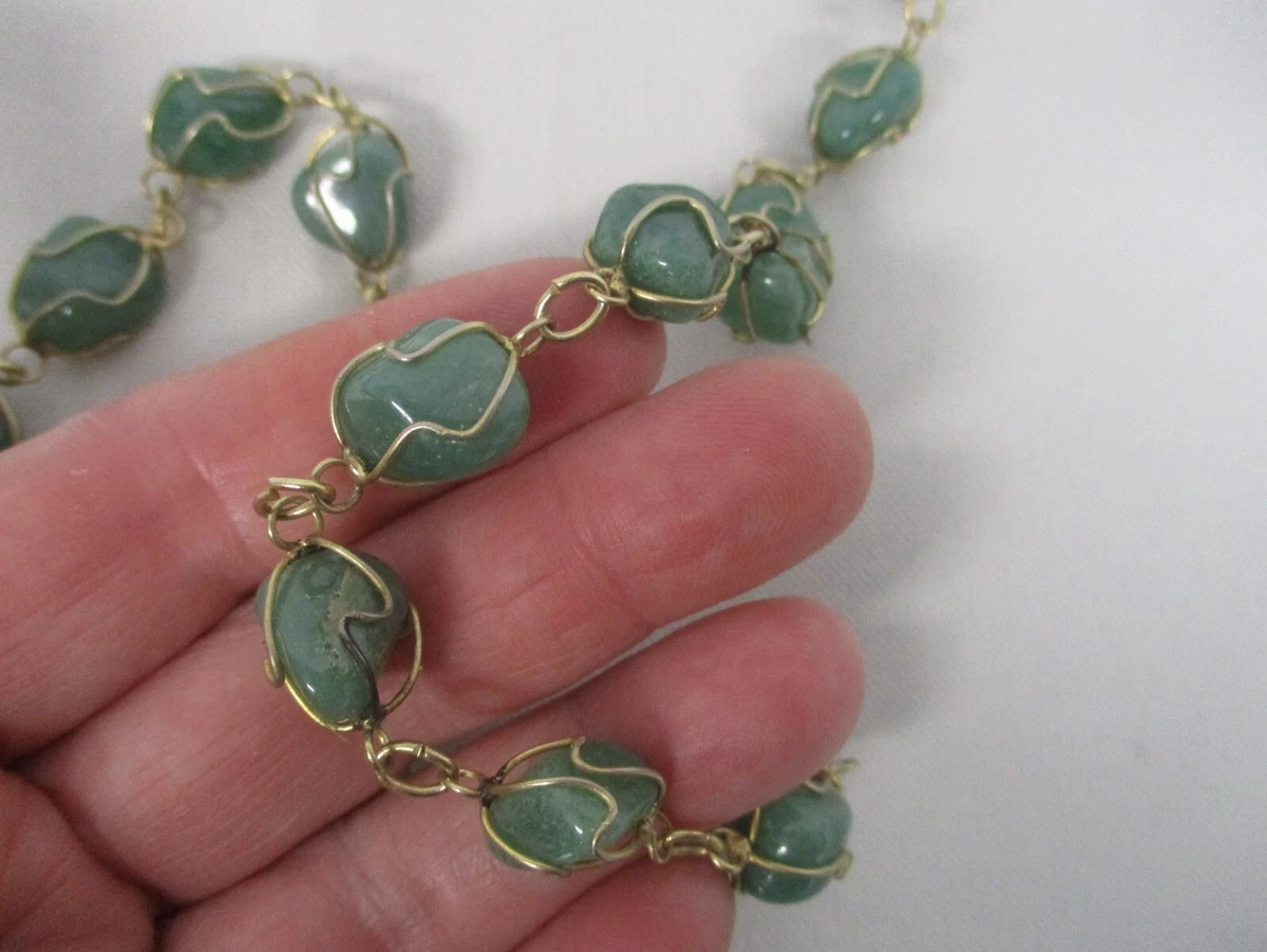Vintage green stone best sale necklace