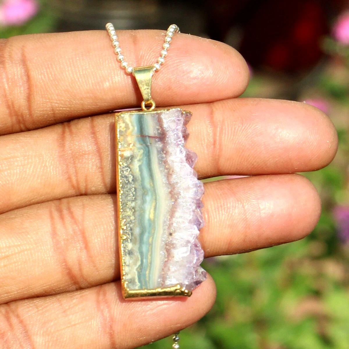 Geode cheap crystal necklace