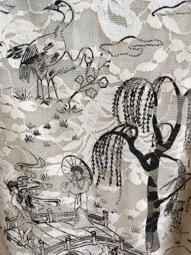 PJ Salvage Ivory + Black Lace/Trim Japanese Print Comfy Stretch Teddy/Camisole L - Picture 5 of 7