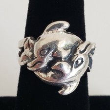 Sterling Silver Ring with 2 Dolphin 5.4g Size 6.75 6850 
