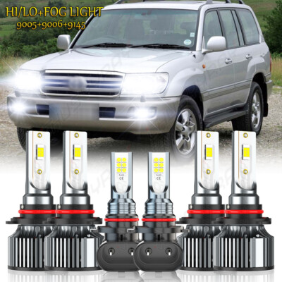 For Toyota Land Cruiser 1998-2007 LED Headlight Hi/Lo Beam + Fog Light Bulbs Kit