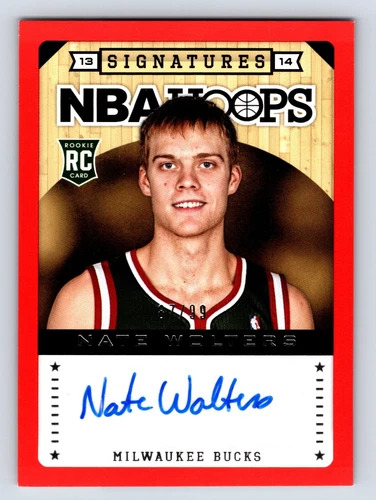 Nate Wolters 2013-14 NBA Hoops Signatures Red Rookie Auto /99 #191 MKE Bucks RC
