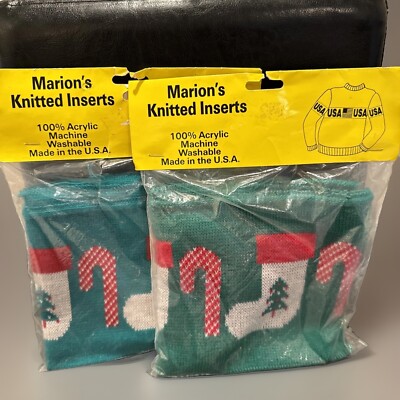Vintage Marions Knitted Inserts Candy Cane Stocking #340 Christmas Holiday