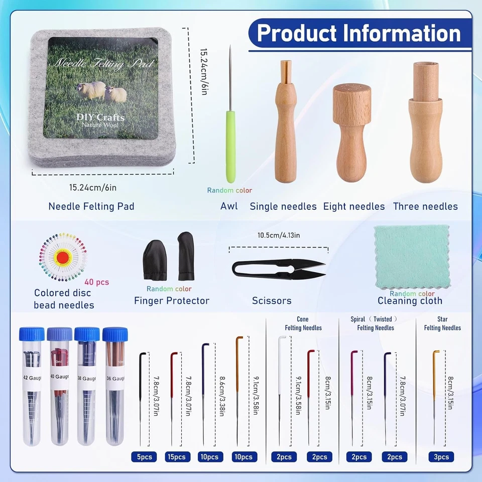 Felting Kit Wool Needle Felting Set with Pad Needles Tools for DIY Crafting - Image 4 of 4