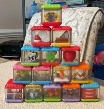 Fisher Price Peek-a-Boo Blocks - Set of 15, REFER TO INCLUDED PICTURES