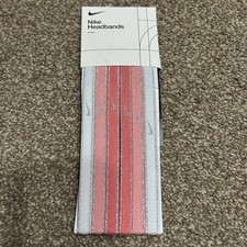 NWT NIKE 6-Pack Dri-Fit Womens Head Tie Metallic Headbands Pink Logo