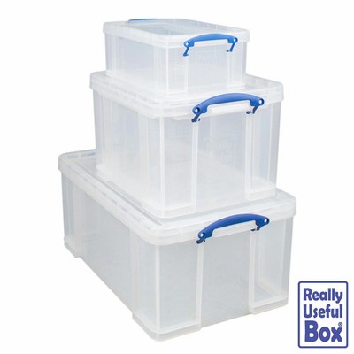 Aufbewahrungsboxen 3er Set 64L 35L 9L klar stapelbar Deckel - wirklich nützlich