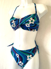 Ladies Blue Mix MATALAN Halter / Strapless Bikini Set Size 10/12 - Bandeau Tie