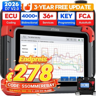 XTOOL D7 V2.0 KFZ Profi OBD2 Diagnosegerät Scanner Alle System ECU Coding DE