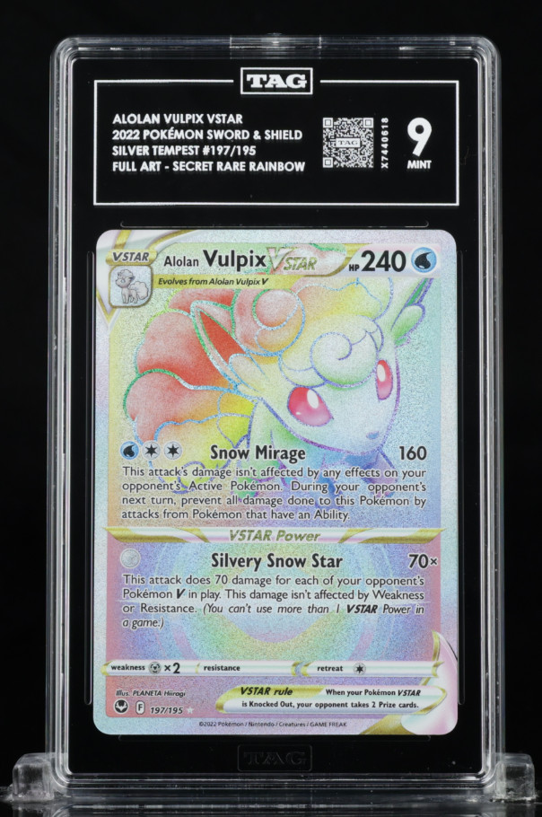 2022 Pokemon Silver Tempest Alolan Vulpix Vstar Secret Rare 197/195 | TAG 9 Mint