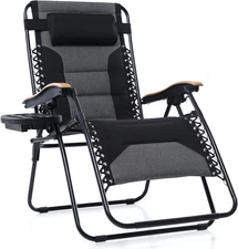 PHI VILLA XXL Oversized Padded Zero Gravity Chair, Foldable Patio Recliner,30" .